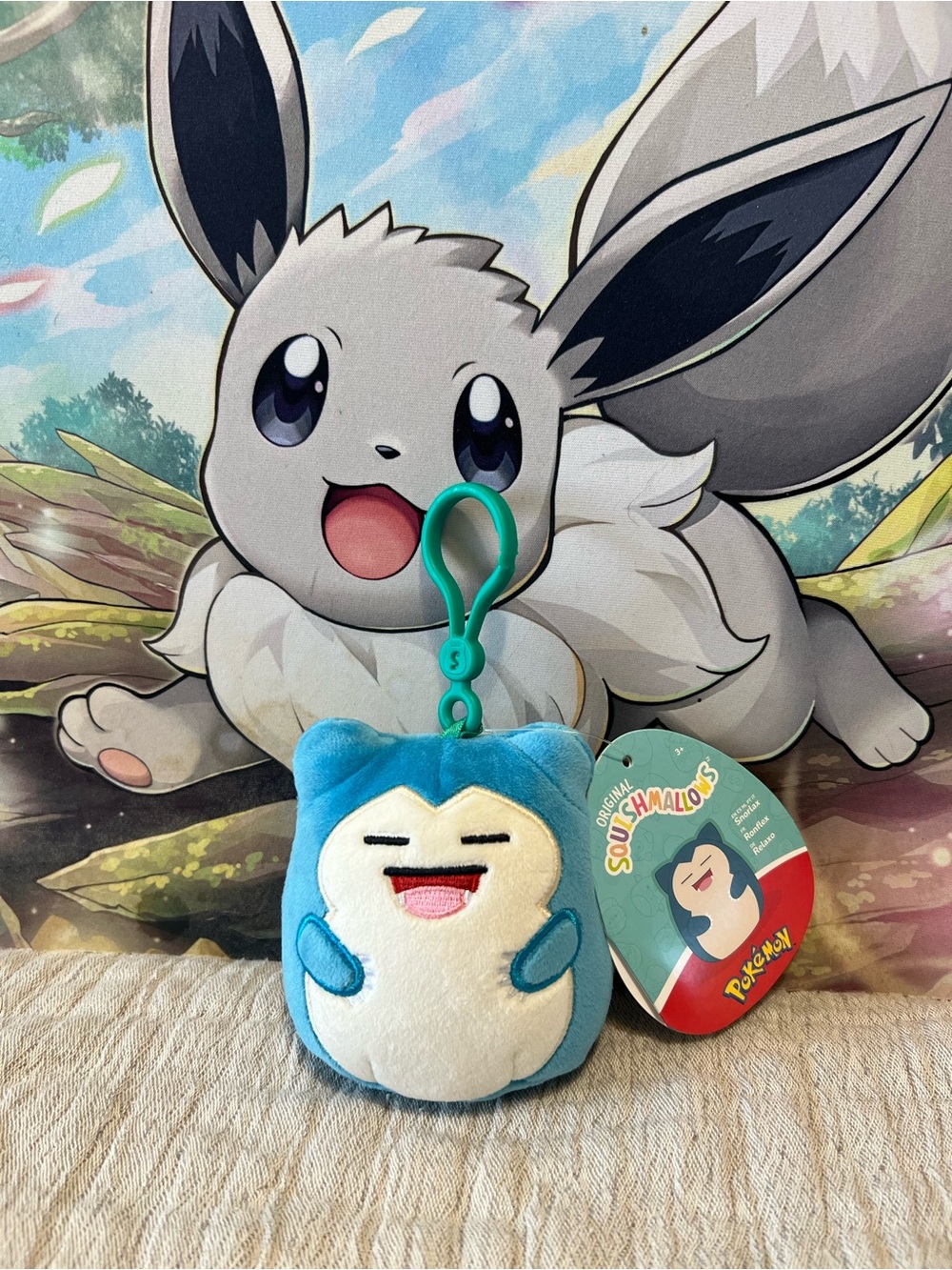 Squishmallows Pokemon Blue and White Snorlax Bag Charm Clip Keychain💙⚡️